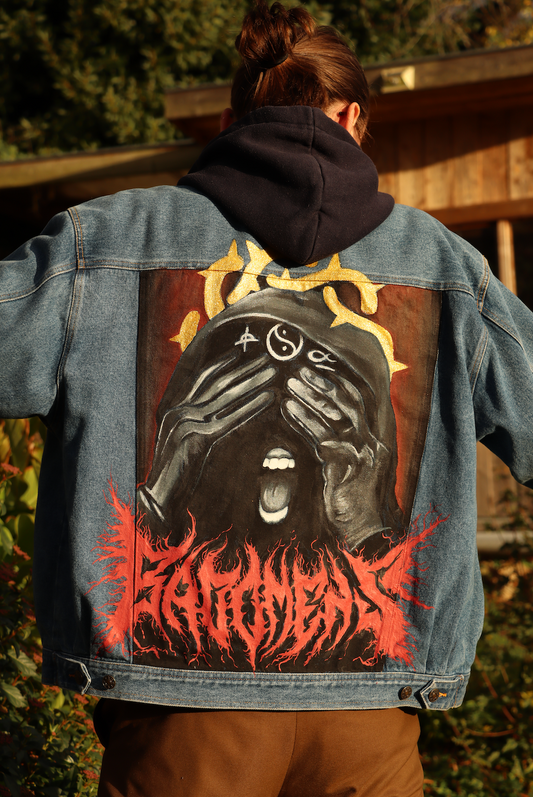 Custom Bad Omens / Handmade painting Jacket veste customisée art