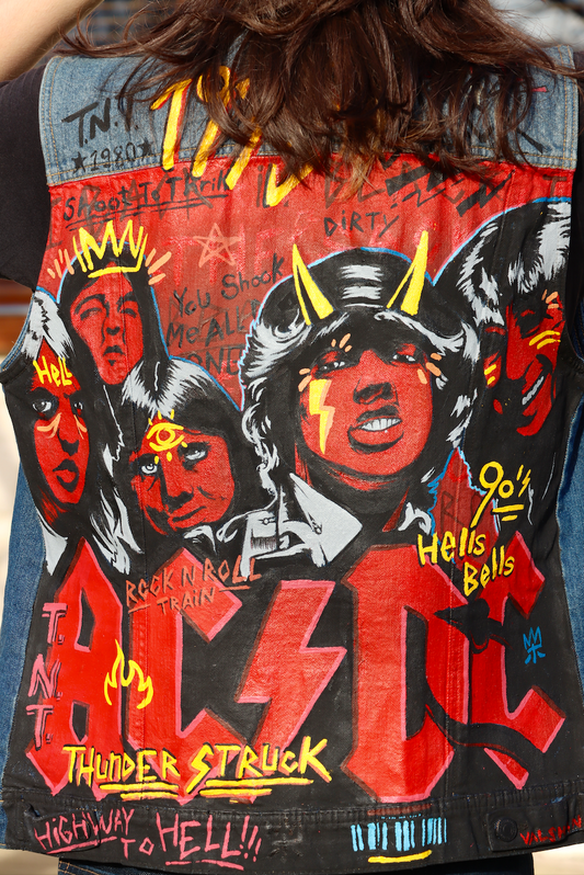 Custom ACDC / Handmade painting Jacket veste customisée art