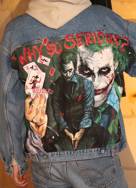 Custom Joker - Heath Ledger / Handmade painting Jacket veste customisée art