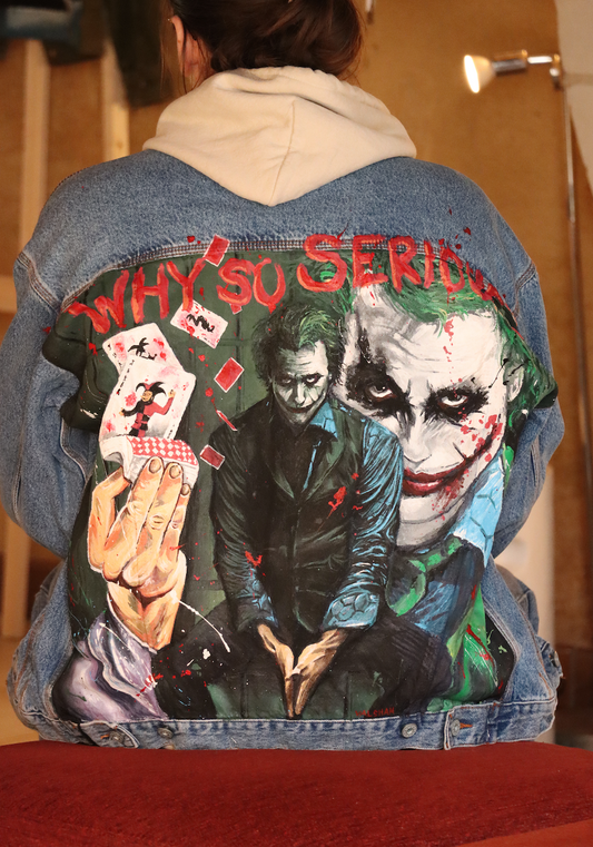 Custom Joker - Heath Ledger / Handmade painting Jacket veste customisée art
