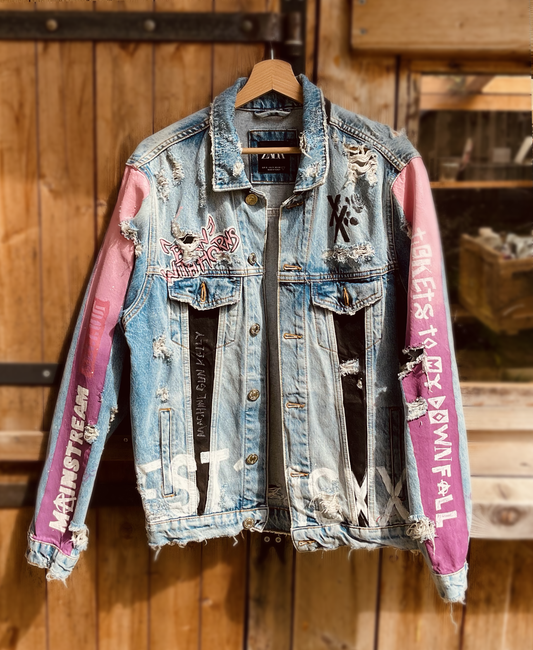 Custom Machine Gun Kelly - Life in Pink / Handmade painting Jacket veste customisée art
