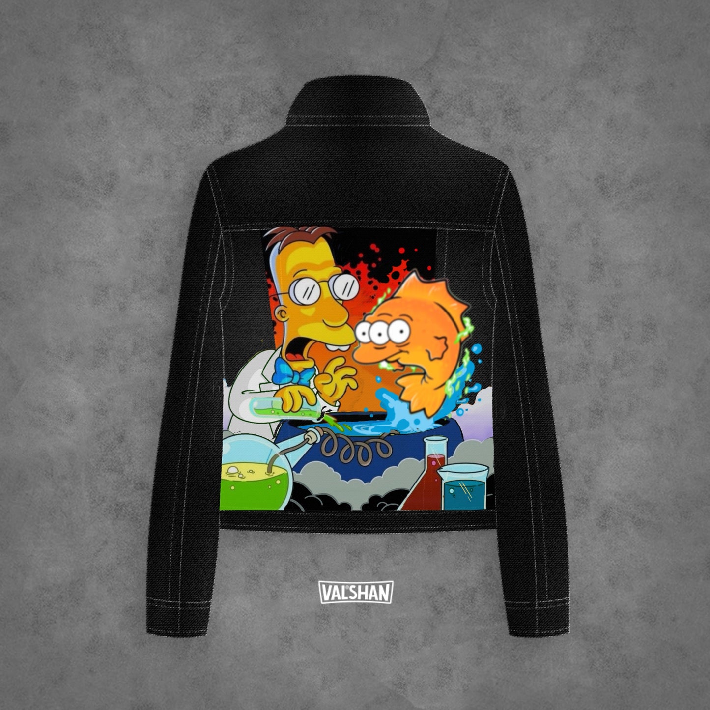 Réservation Custom Simpson's - Professor Frink & The Blinky fish / Jacket Handmade Painting (ACOMPTE)