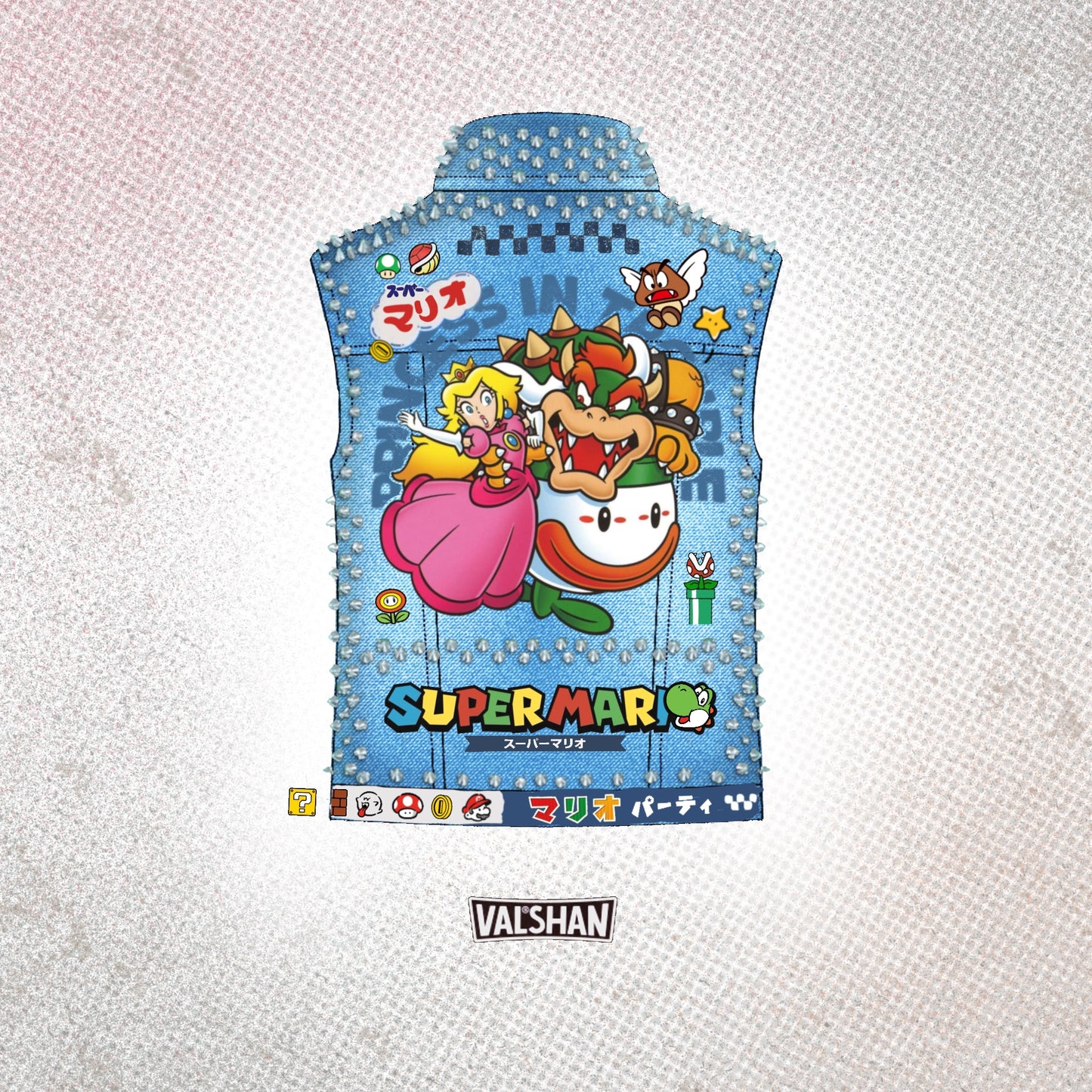 Custom Super Mario Bros - Peach & Bowser / Handmade painting Jacket