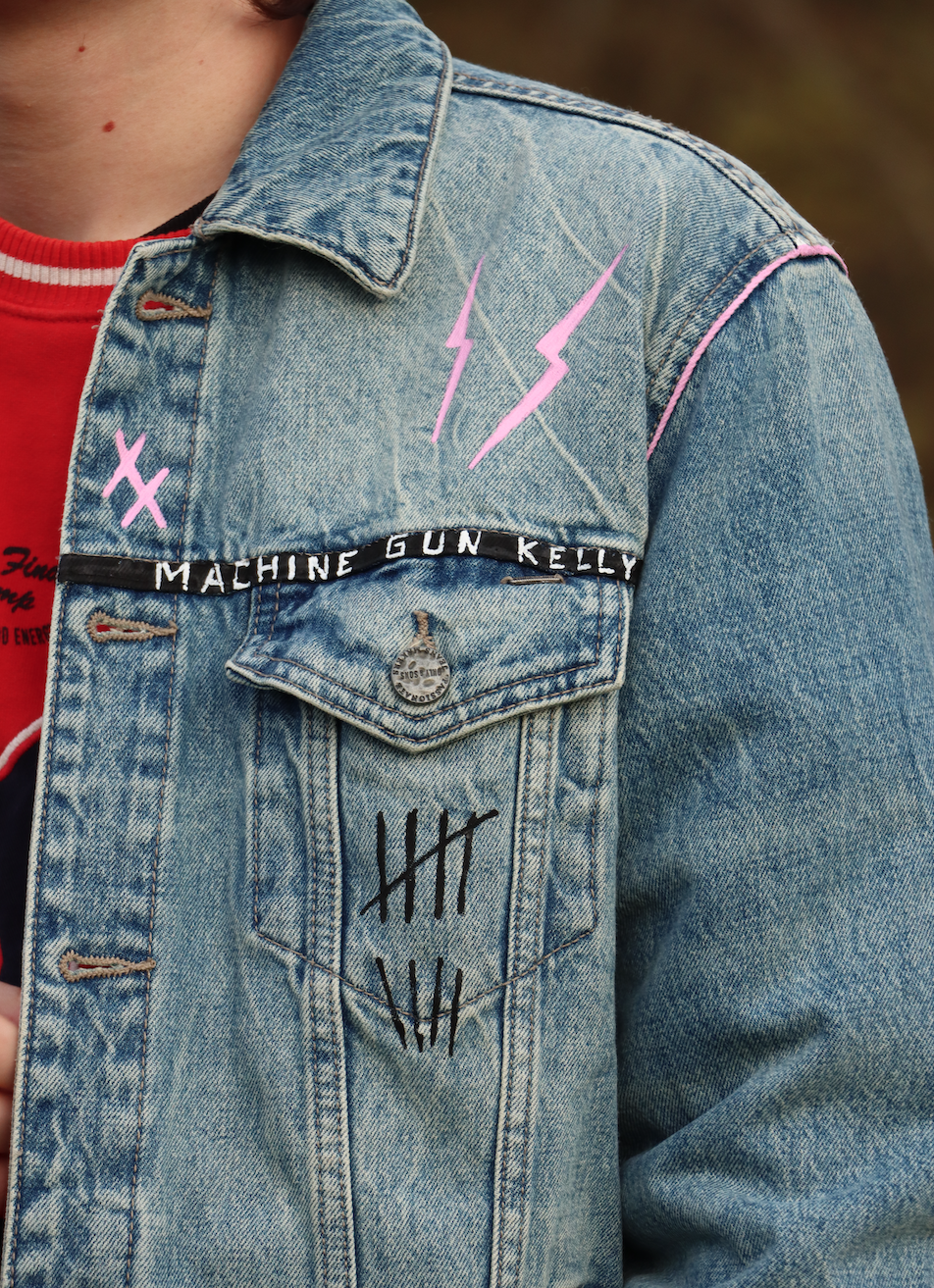 Custom Machine Gun Kelly PINK HANDLE V2 / Handmade painting Jacket veste customisée art