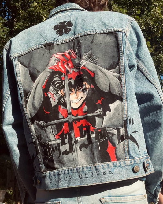 Custom Black Clover / Handmade painting Jacket veste customisée art