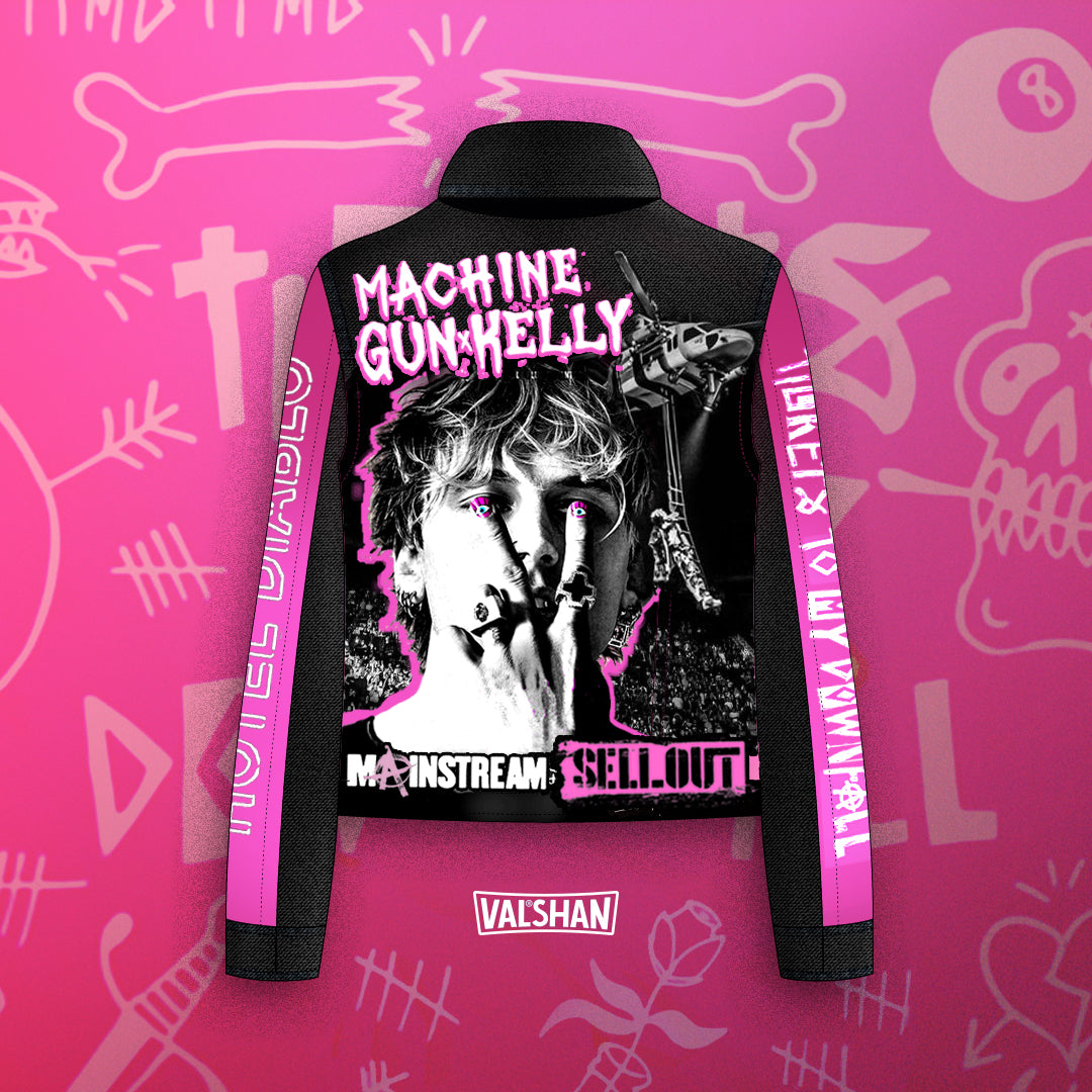 Custom Machine Gun Kelly - Mainstream Sellout Noir V2 / Handmade painting Jacket veste customisée art