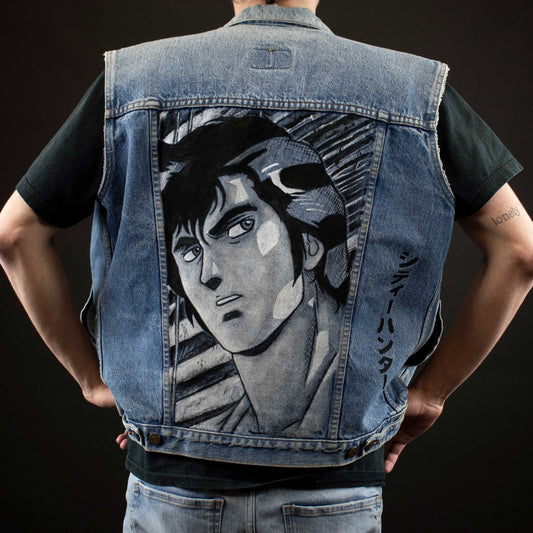 Custom City Hunter - Nicky Larson / Handmade painting Jacket veste customisée art