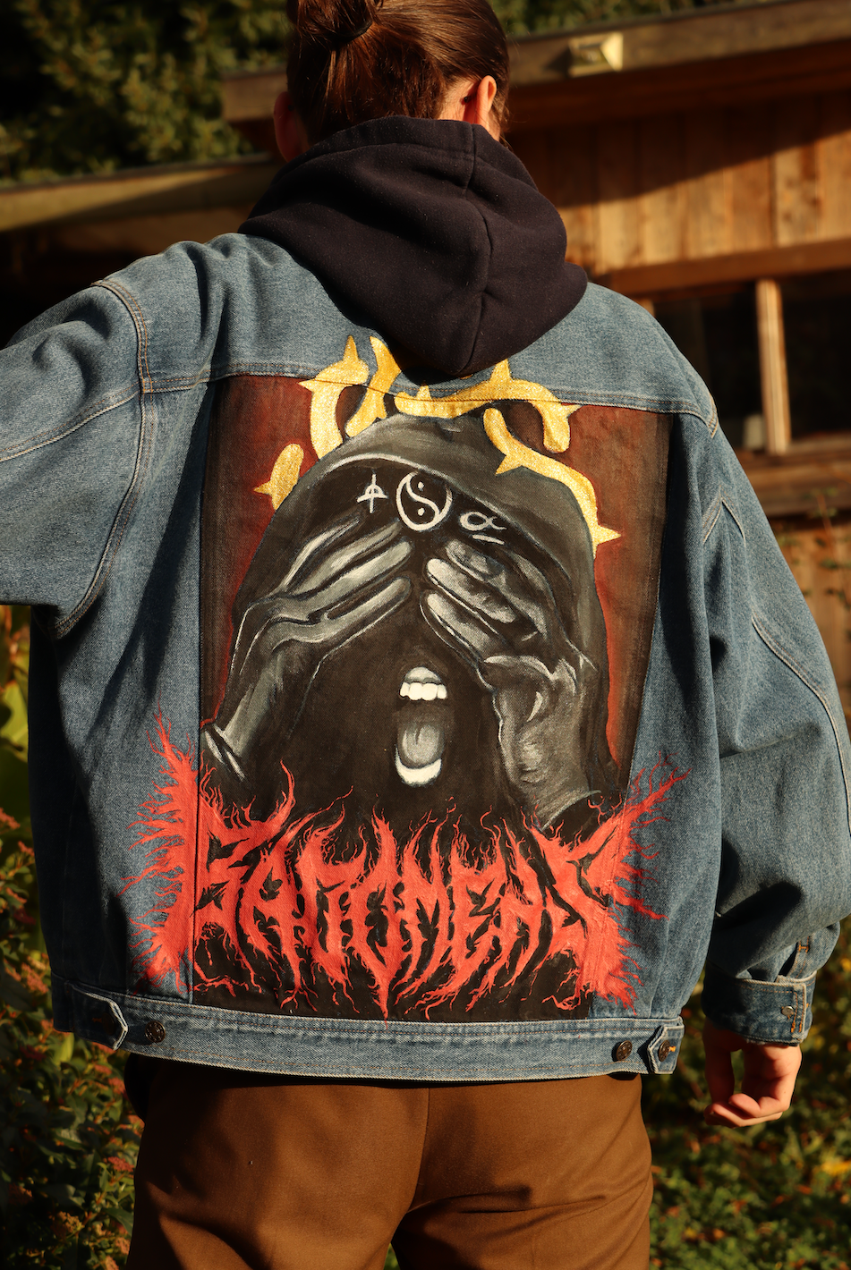 Custom Bad Omens / Handmade painting Jacket veste customisée art