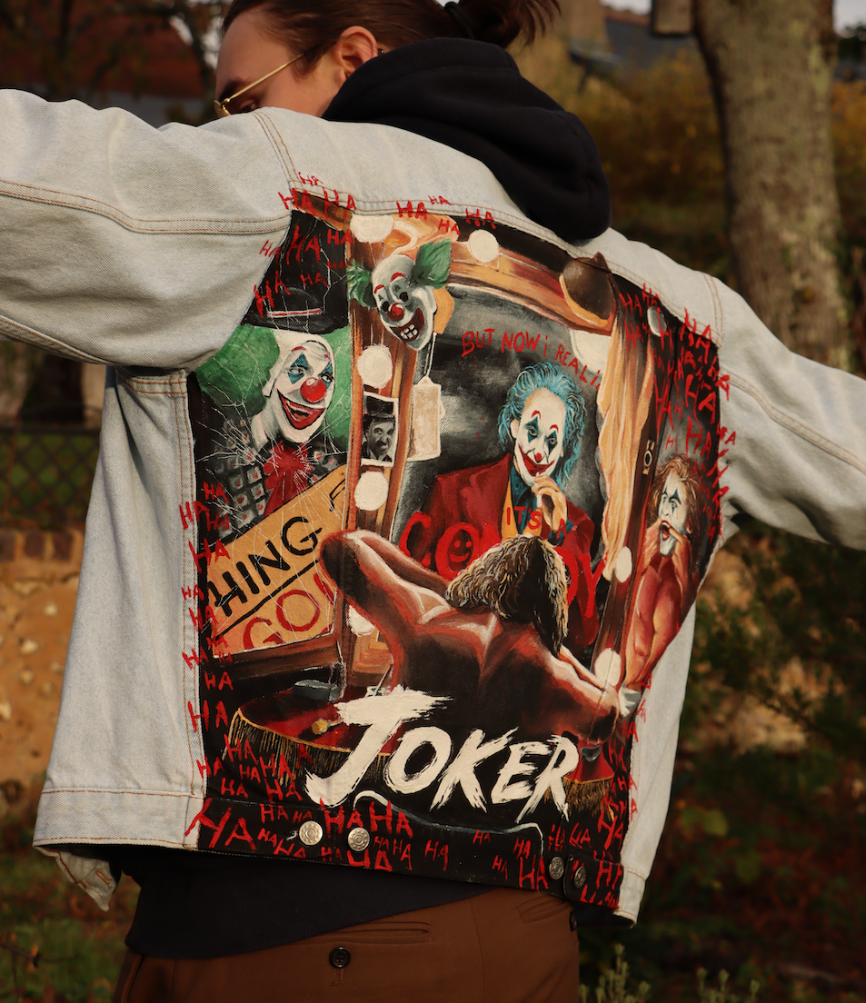 Custom Joker / Handmade painting Jacket veste customisée art