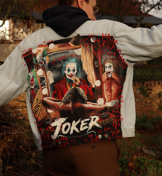 Custom Joker / Handmade painting Jacket veste customisée art