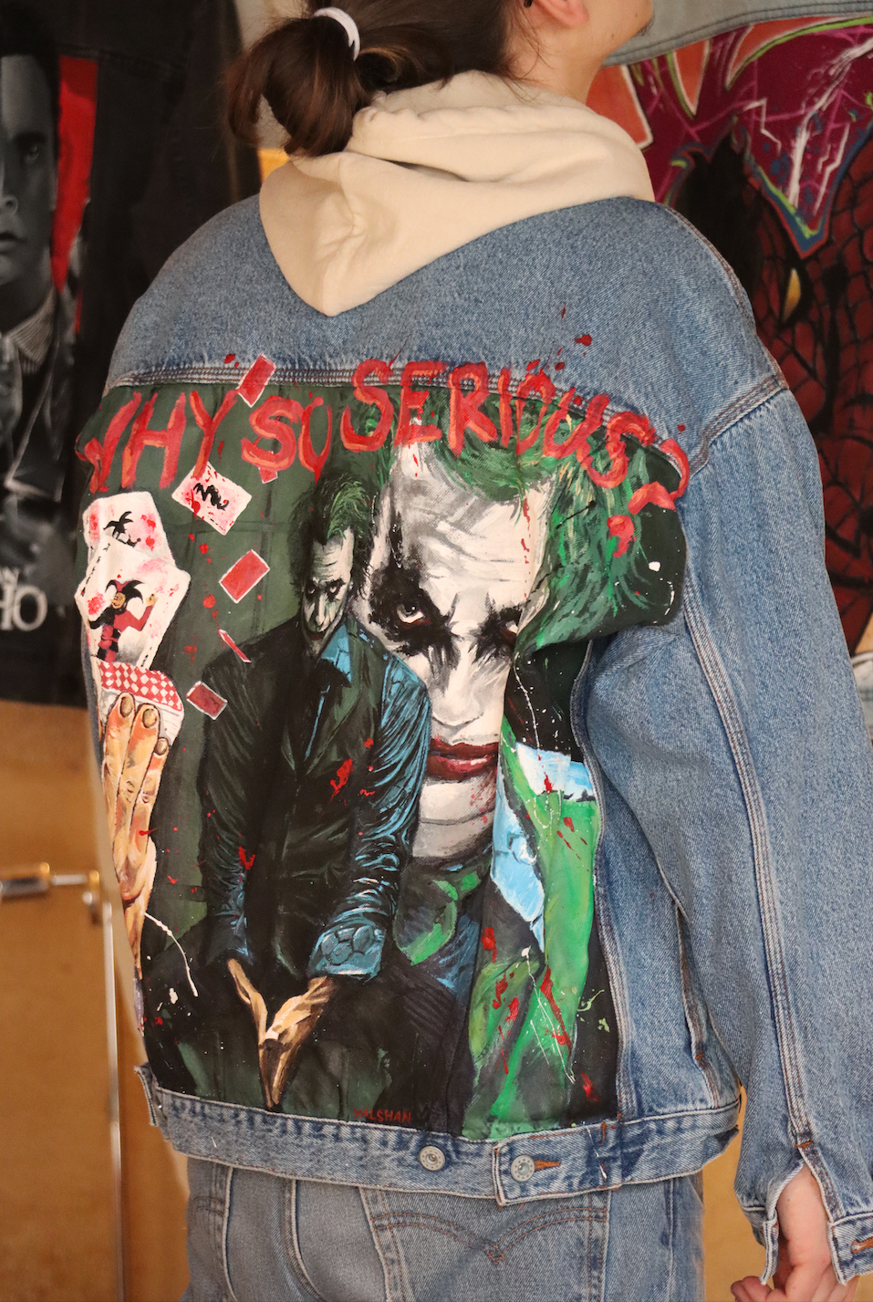 Custom Joker - Heath Ledger / Handmade painting Jacket veste customisée art