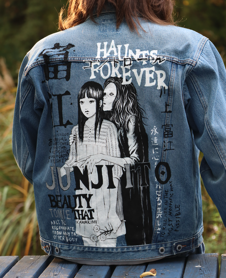 Custom Junji Ito / Handmade painting Jacket veste customisée Art