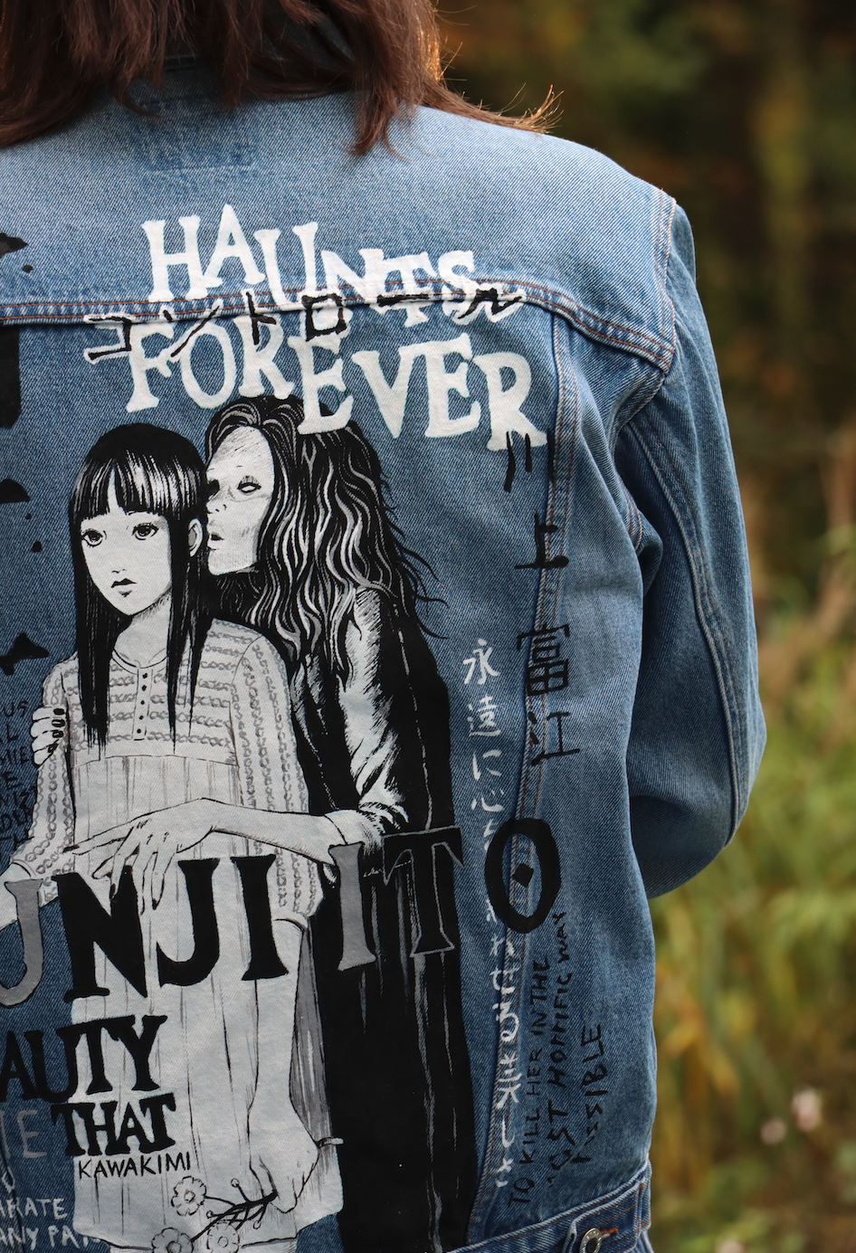 Custom Junji Ito / Handmade painting Jacket veste customisée Art