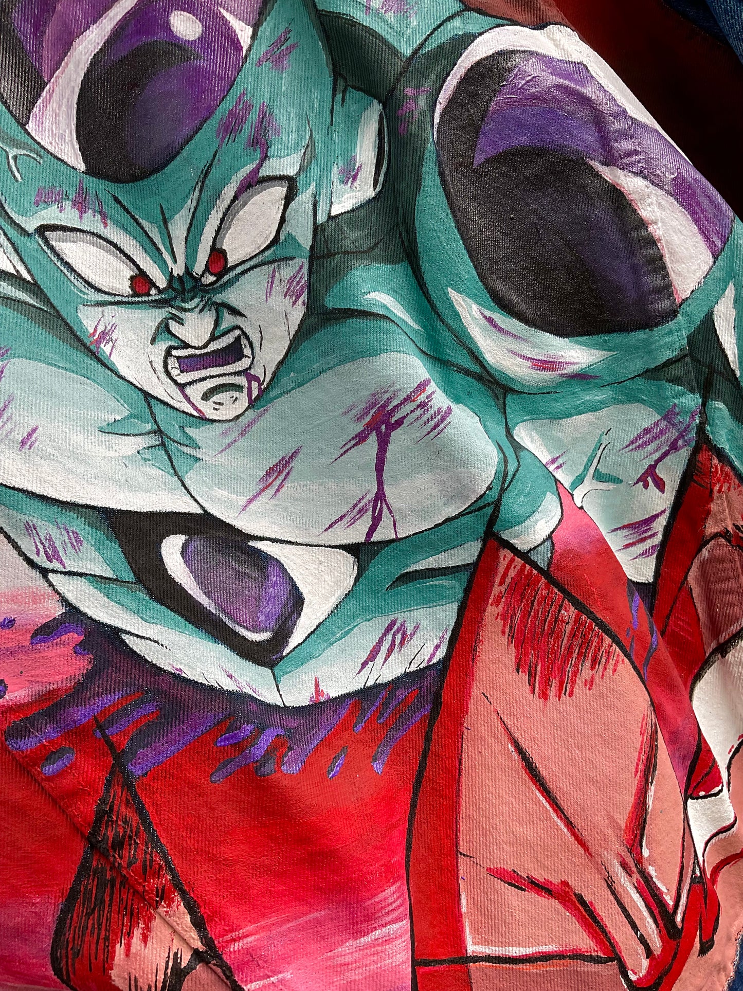 Custom Dragon Ball - Freezer X Goku / Handmade painting Jacket veste customisée art