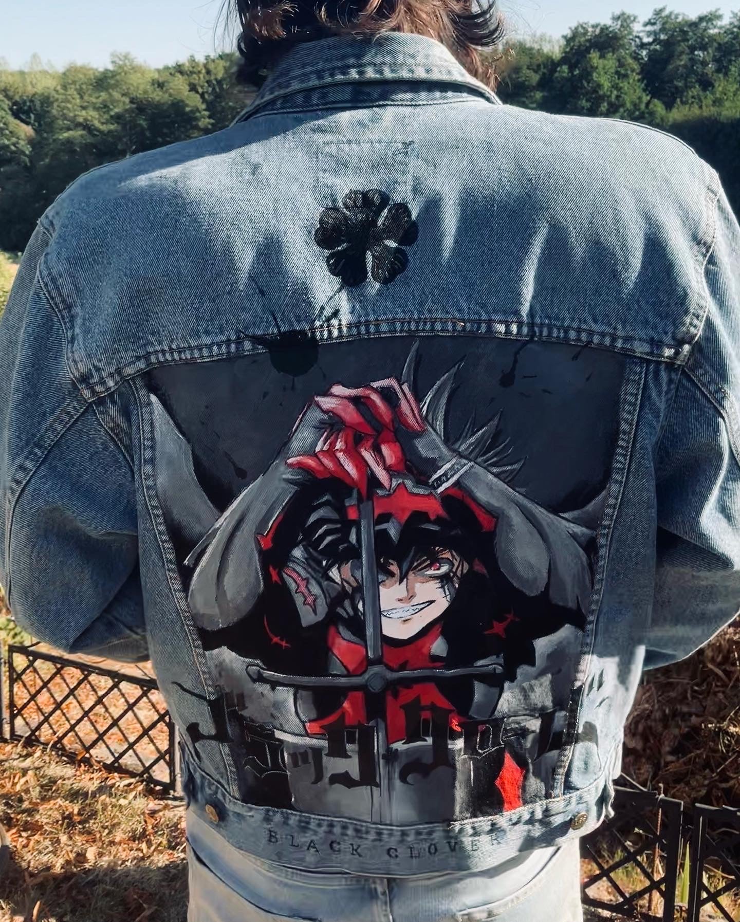 Custom Black Clover / Handmade painting Jacket veste customisée art